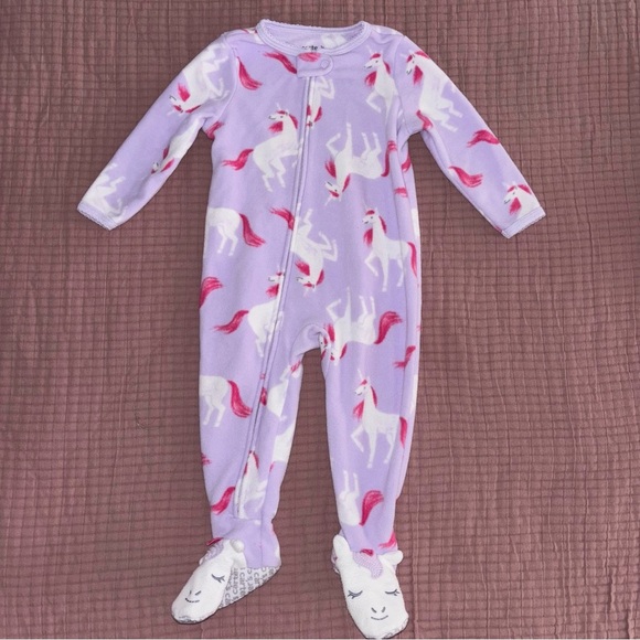 Carter's Pink and Purple Footies with Whimsical Llama Prints - Picture 4 of 5